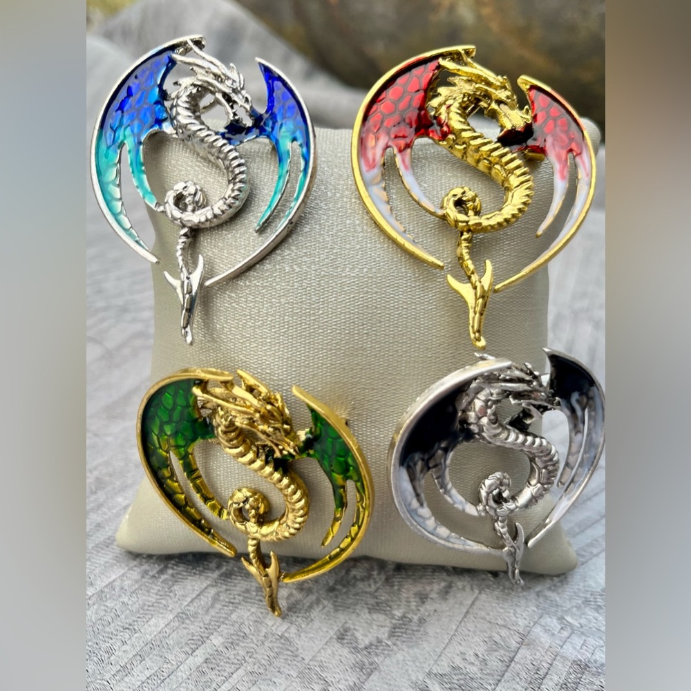 Dragon pin , brooch, pendant. New. Gift. Multiple colors available.